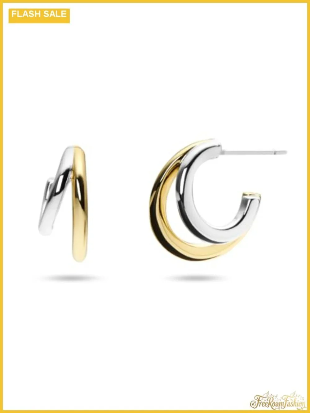 Double Hoop Earrings for Women - Sterling Silver, 14K Gold Plated & Rhodium
